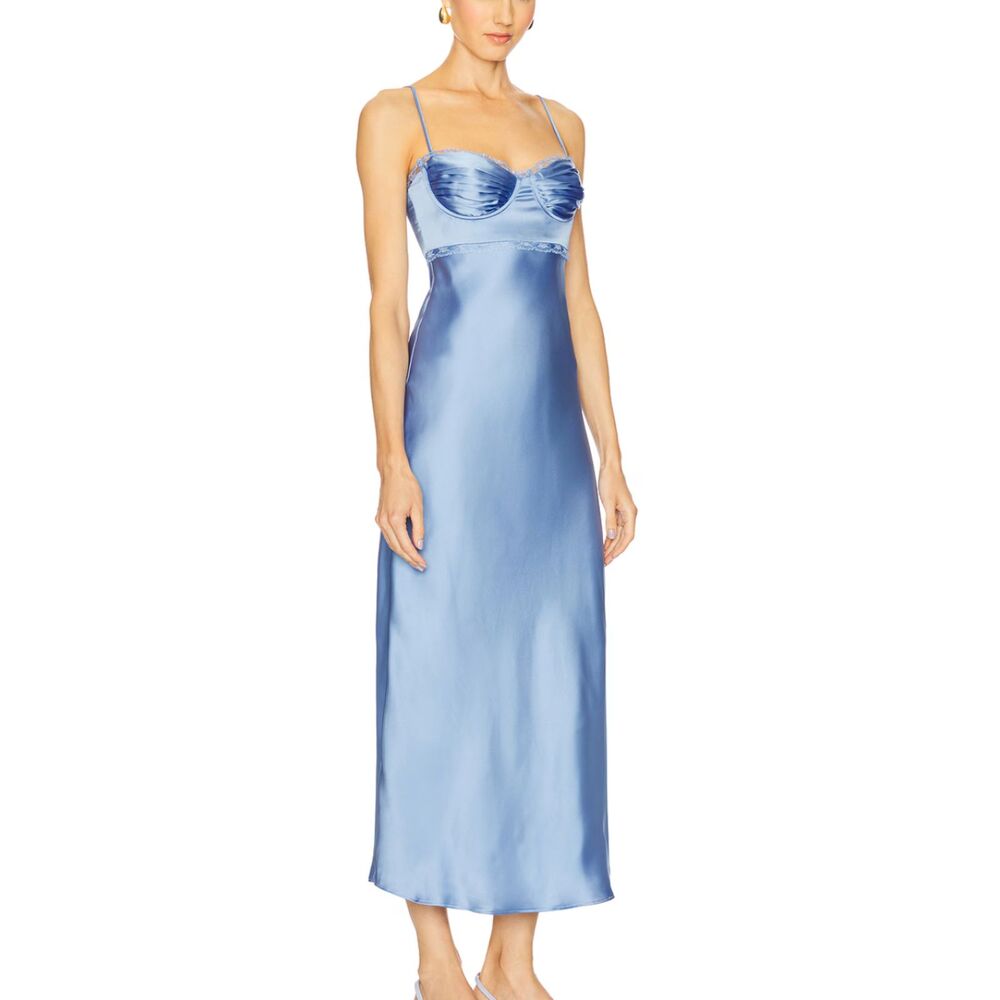 ASTR THE LABEL Florianne Slip Midi‎ Dress Blue Medium NEW NWT